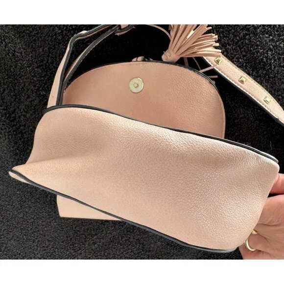 Victorias Secret Pink Faux Leather Crossbody Bag With Gold Stud Accents & Tassel - Picture 12 of 14
